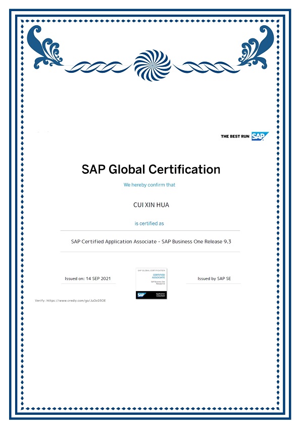 SAP全球認(rèn)證顧問證書
